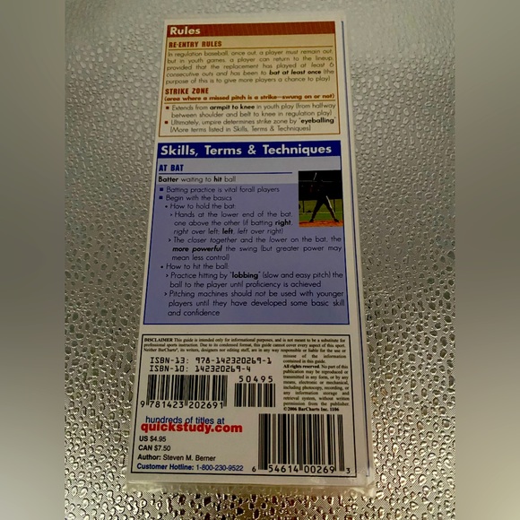 “Baseball” Basics - Laminated Reference Guide - Picture 2 of 6